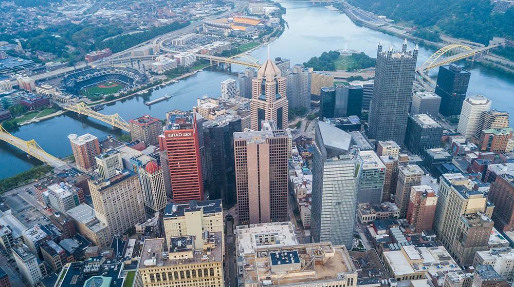 An aerial photo of Downtown Pittsburgh. Photo | Nick Koehler